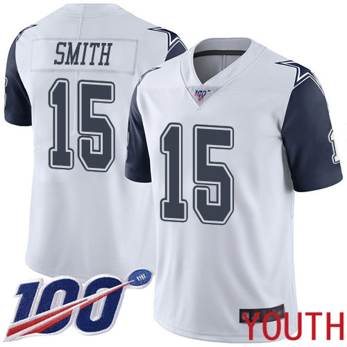 Youth Dallas Cowboys Limited White Devin Smith 15 100th Season Rush Vapor Untouchable NFL Jersey